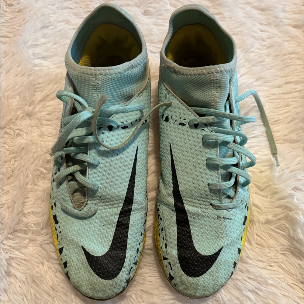 Nike Aqua Soccer Cleats with Black Swoosh